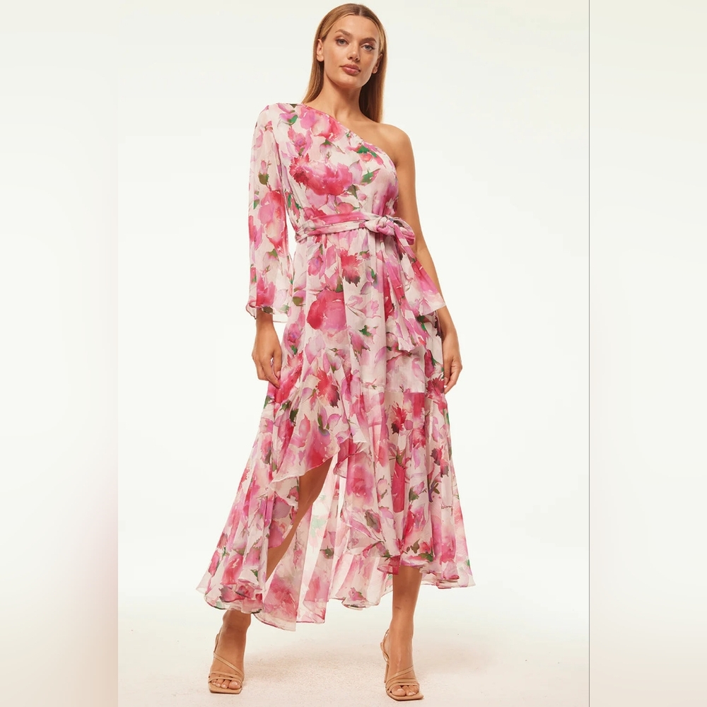 MISA LOS ANGELES SABRINA DRESS -GARDEN FUCHSIA. $447 MSRP NWT